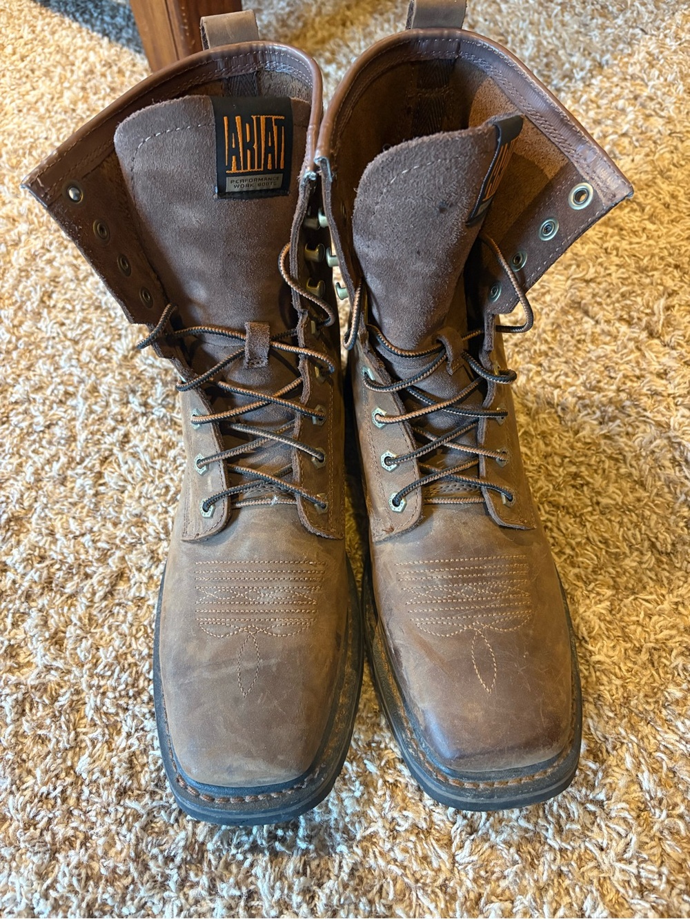 Ariat Men's Brown Lace-Up Leather Work Boots